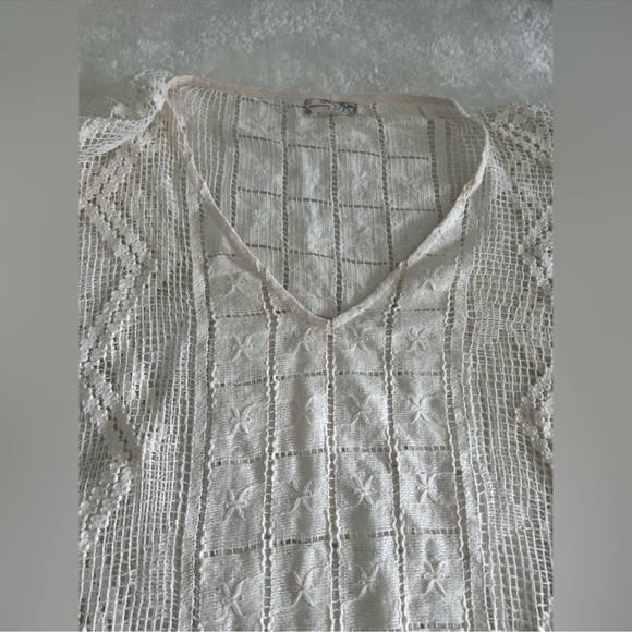 Last✨Free People Cream Lace Coverup Top - Picture 5 of 12